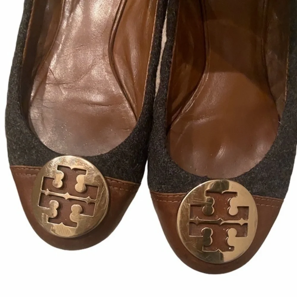 Tory Burch Parker Ballet‎ Gray Brown Wool Slip On Flats